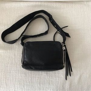 All Saints Black 100% Sheep Leather Crossbody Purse